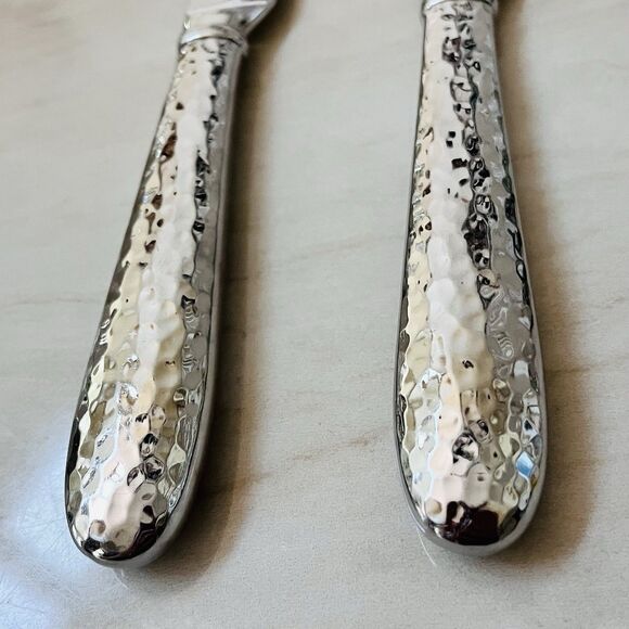 2pc Yamazaki Summersby Stainless Hammered Hollow Dinner Knife 8 7/8” Korea - Picture 4 of 8